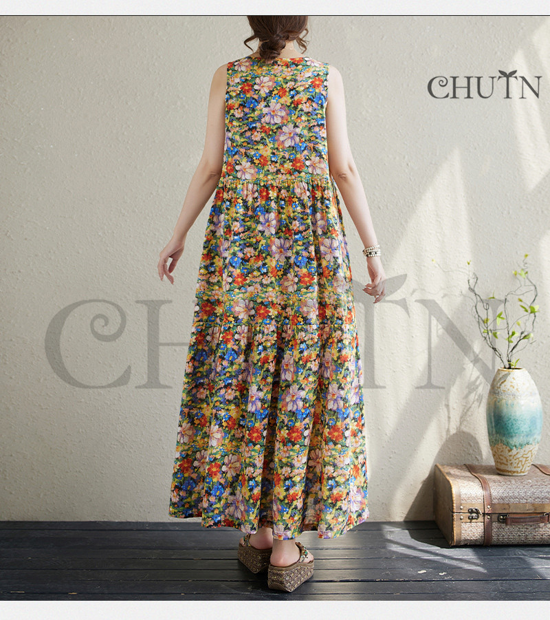 CHUTN花柄マキシタンクトップワンピース レディース 40代 可愛いロング