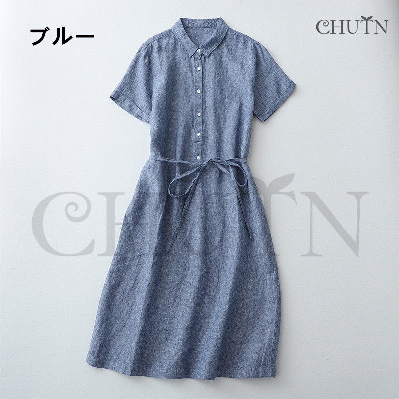 CHUTNシャツワンピース レディース 40代50代半袖 夏ワンピース