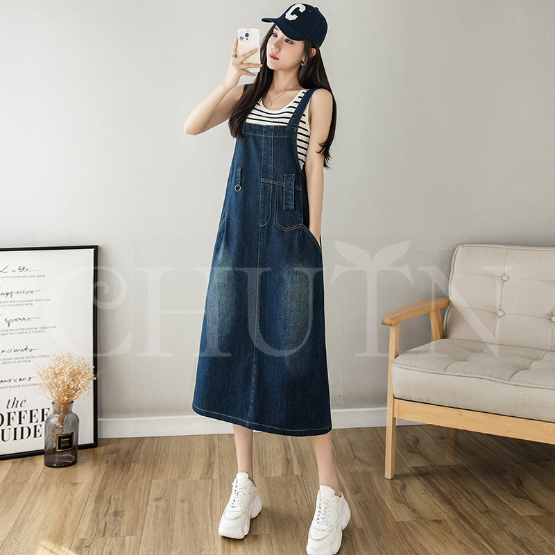 大きいサイズ サロペット　デニム　ワンピース　レディース 春 秋冬 新品 デニムサロペットスカート ロング レディース 大きいサイズ