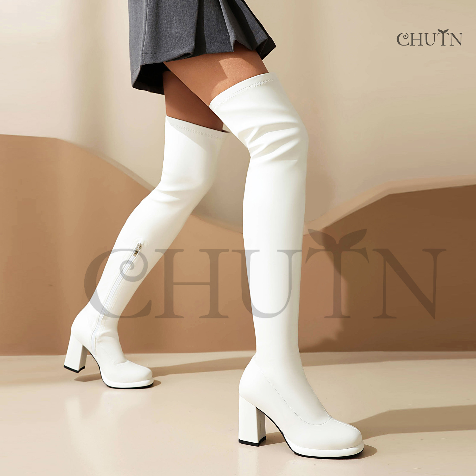 CHUTNニーハイブーツ 秋冬 ロングブーツレディース 秋冬ニーハイ
