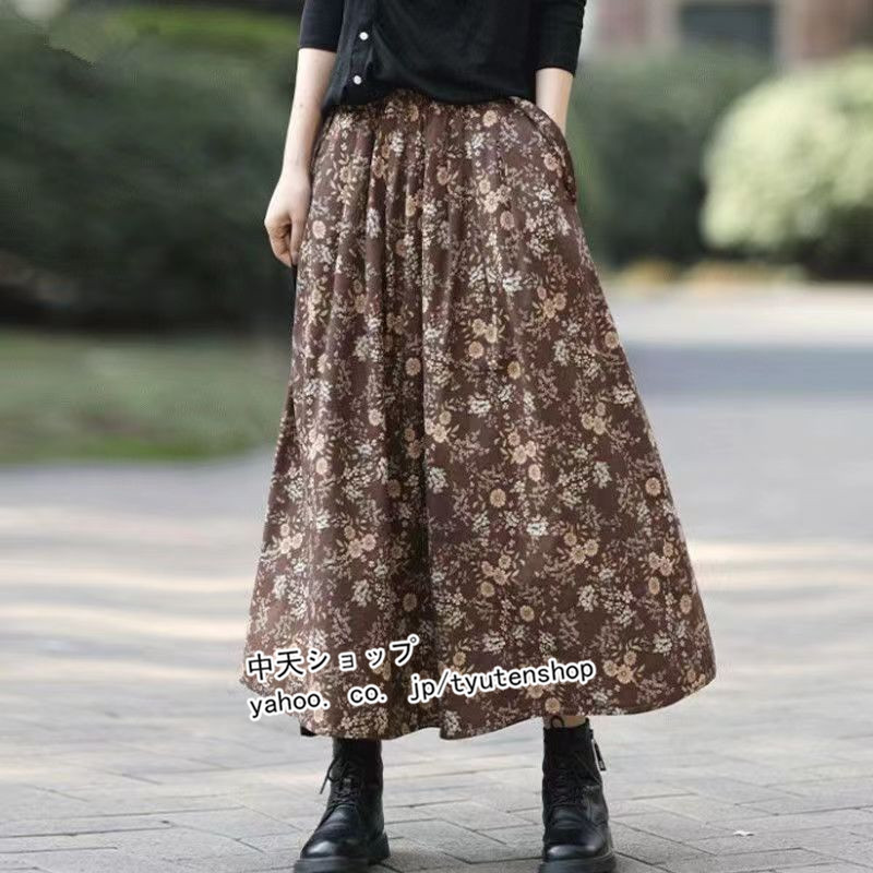 春マキシ丈スカート 花柄スカート ロングスカート 大きいサイズ