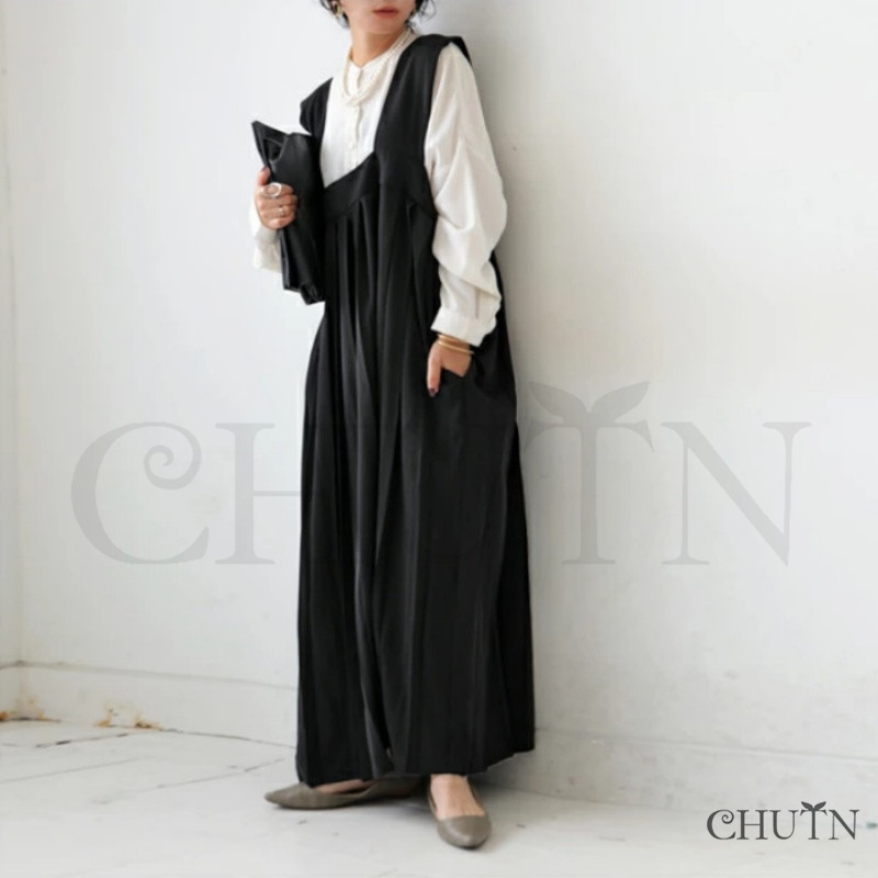 黒サロペットスカート40代 可愛いジャンパースカート サロペット