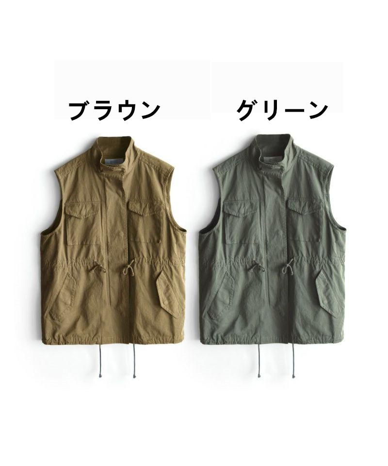 ミリタリーベスト レディーストップスノースリーブ前開きレイヤード
