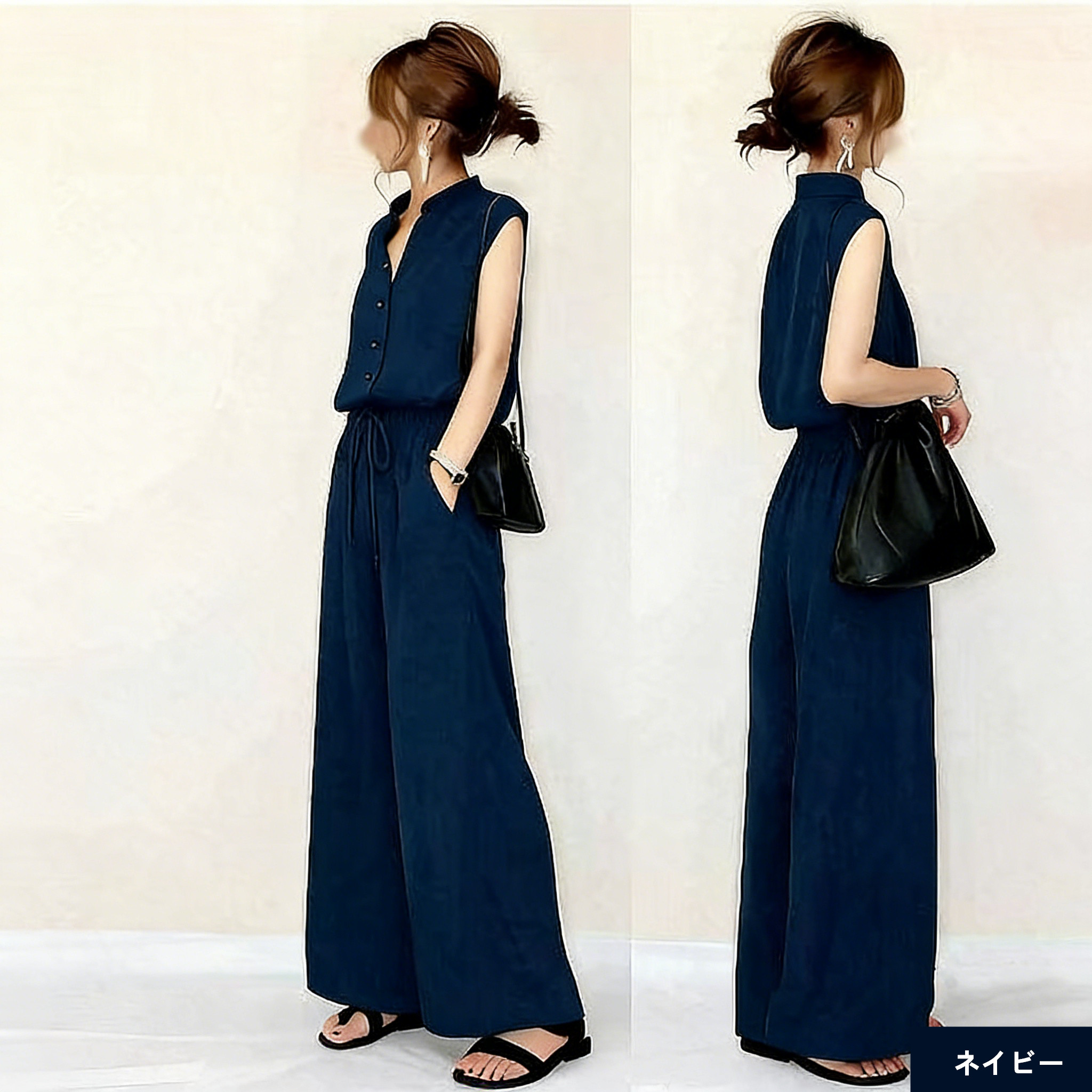 サマースーツタンクトップセット夏服 2点セット 涼感綿麻シャツ