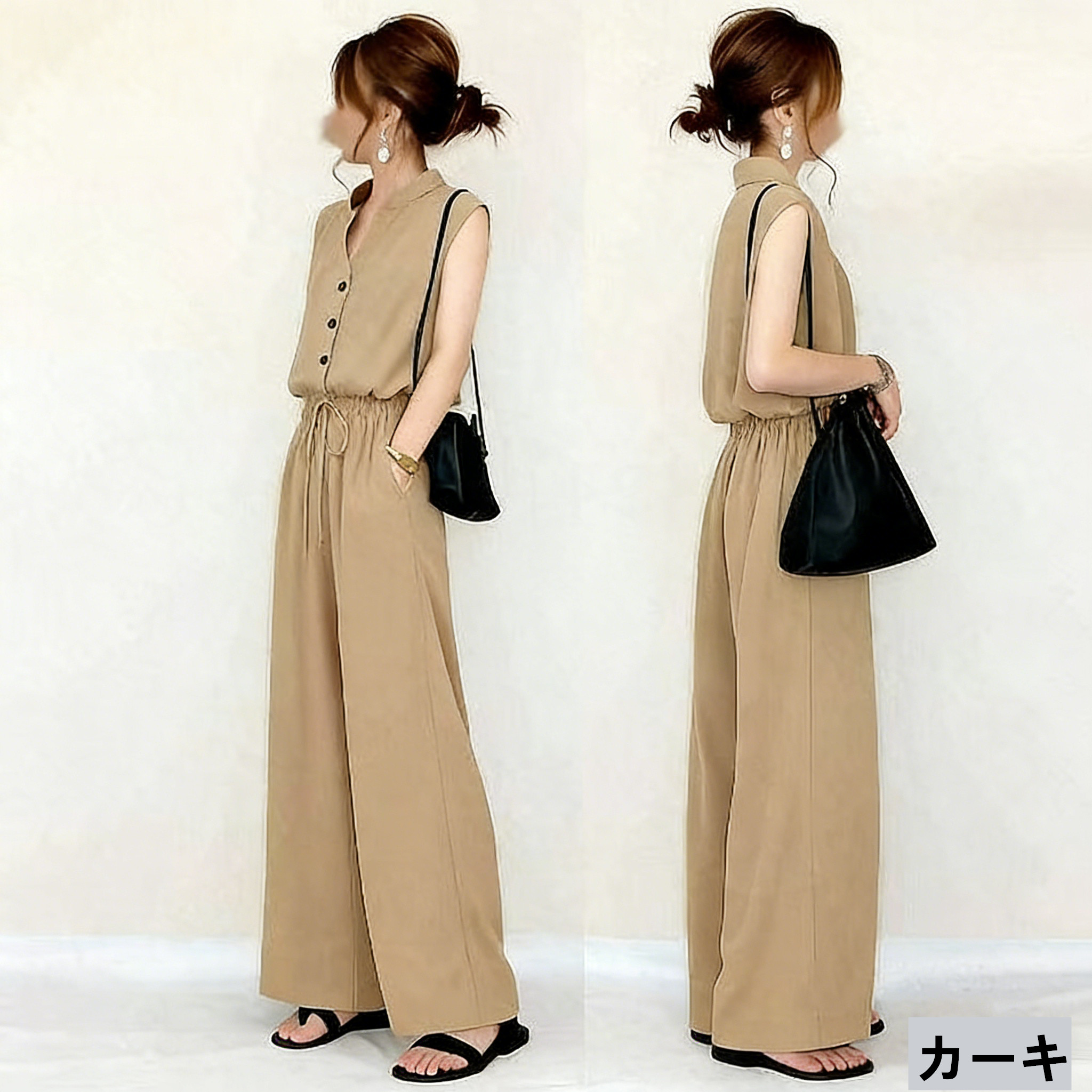 サマースーツタンクトップセット夏服 2点セット 涼感綿麻シャツ