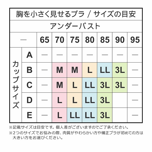 胸を小さく見せるフラットブラ