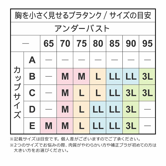 胸を小さく見せるフラットブラタンク