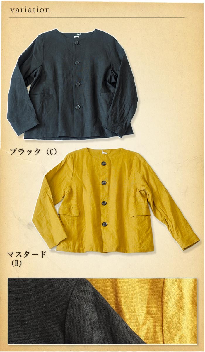 ICHI セール30％ ノーカラーリネンジャケット 春アウター