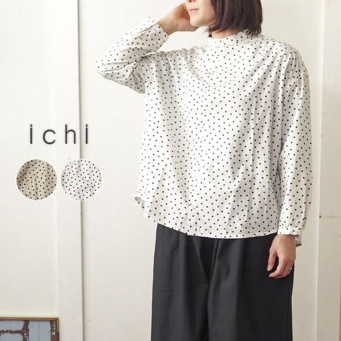 ichi ドットレーヨンワイドオーバーシャツ