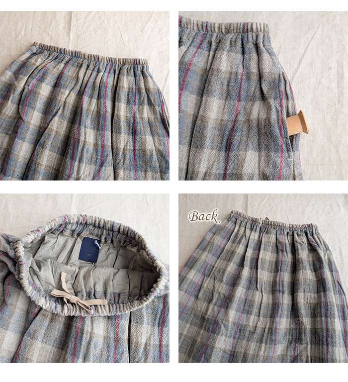 ICHI イチ　ロングスカート　ピンク系　マドラスチェック T06100EW00732_3_l.jpg
