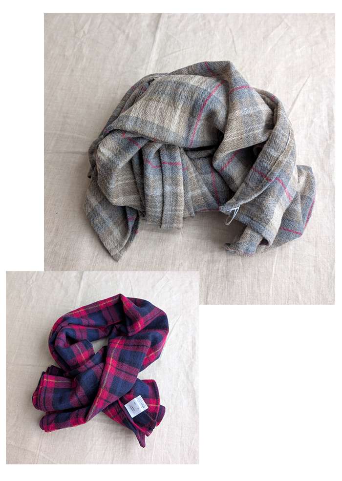 ICHI（イチ） ウールガーゼ生地チェックストール レディース ショール