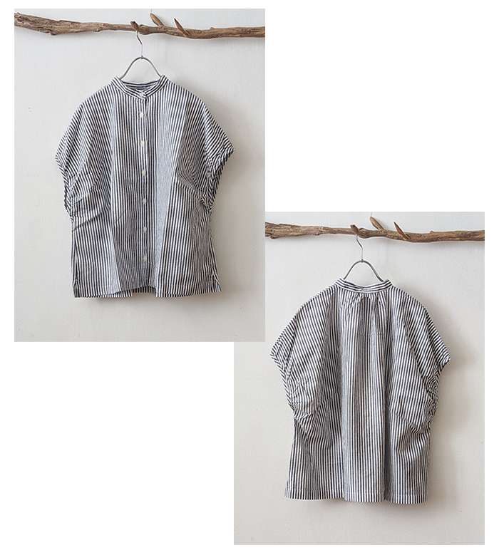 SUN VALLEY SUNVALLEY サンバレー ストライプ柄綿麻ワイドシャツ