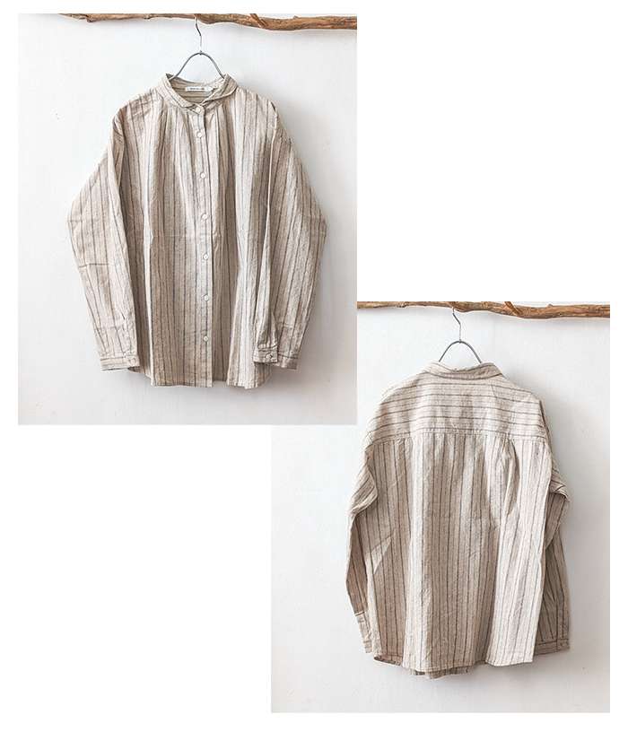 美品＊SUNVALLEY リネンコットン ストライプ ブラウス　ゆったり SUN VALLEY SUNVALLEY サンバレー コットンリネンストライプ柄