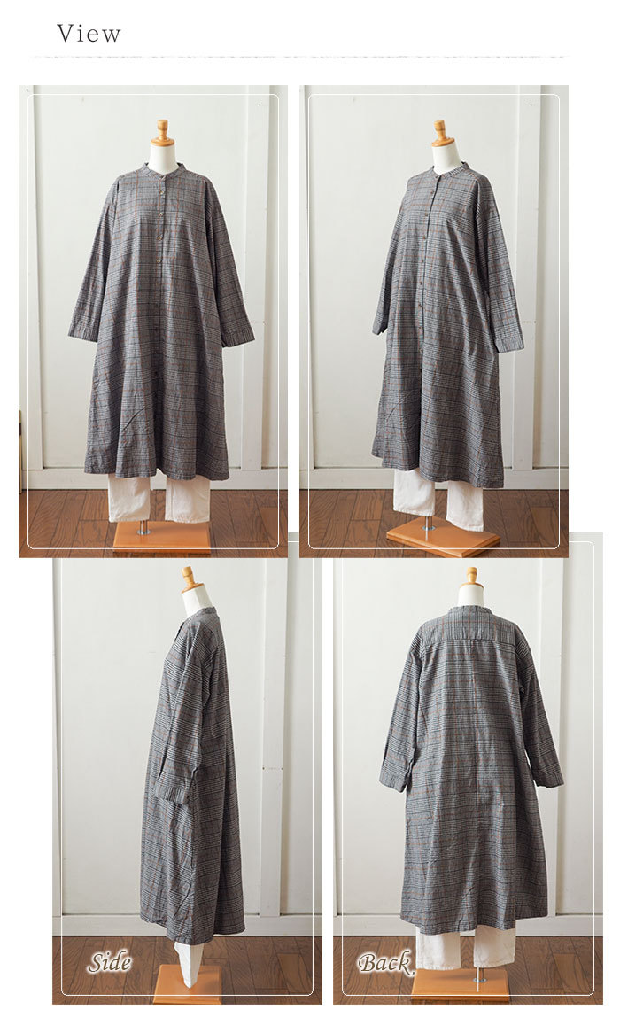 SUN VALLEY（サンバレー） グレンチェックワイドワンピース 千鳥格子前