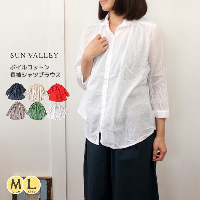 [公式ストア] SUN VALLEY サンバレー / コットン ボイル 総柄 タックシャツ SUN VALLEY サンバレー 40ボイルガーゼ8分袖シャツ M/L