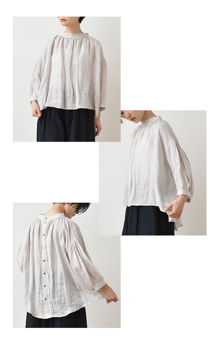 TUTIE. ツチエ＊リネン ワイド プルオーバー ゆったり ブラウス TUTIE. (ツチエ) | リネンリブプルオーバー (beige/charcoal/brown