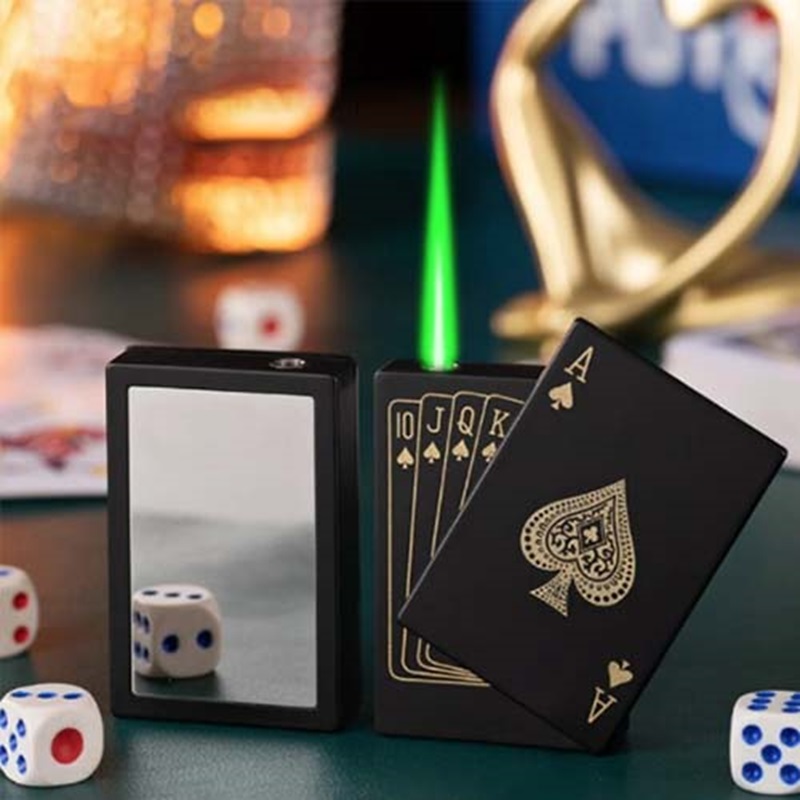 メタル製 トランプ型ライター LEDライト or ミラー付き ガスライター