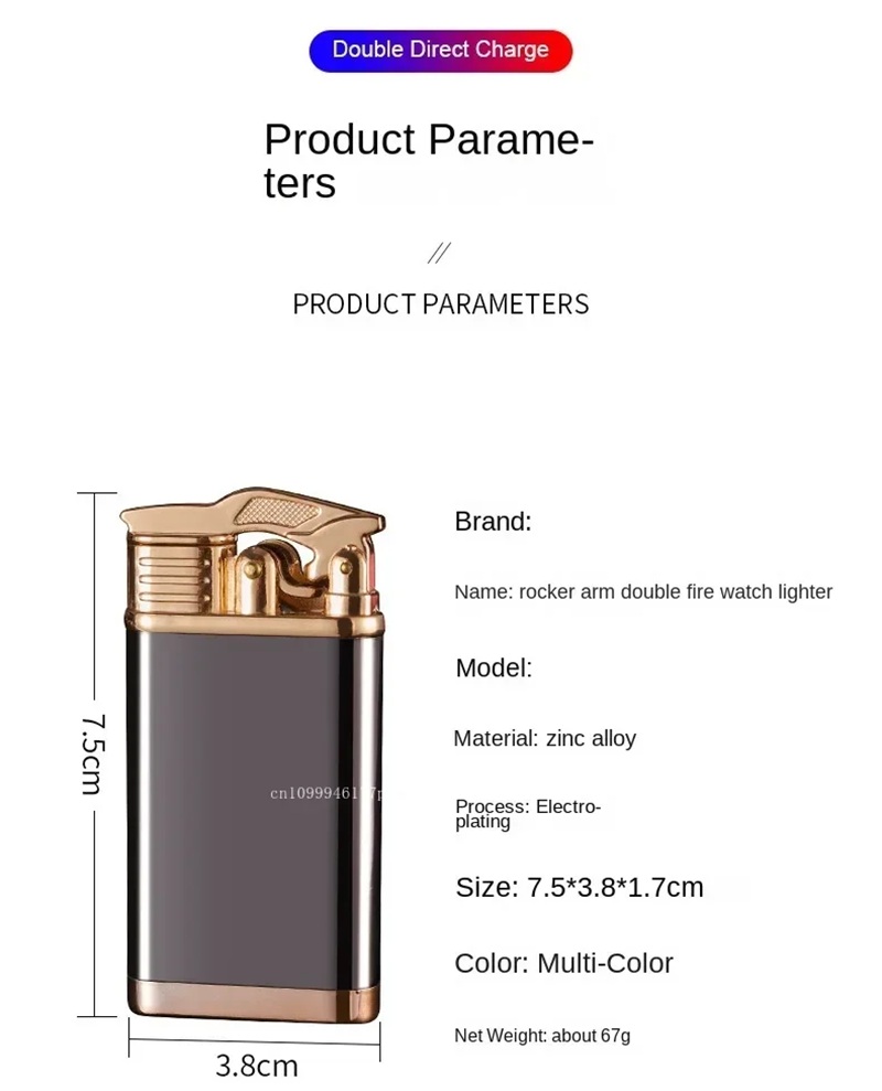 ダブルジェット 時計付きライター メタル製 5色 ガスライター 電子
