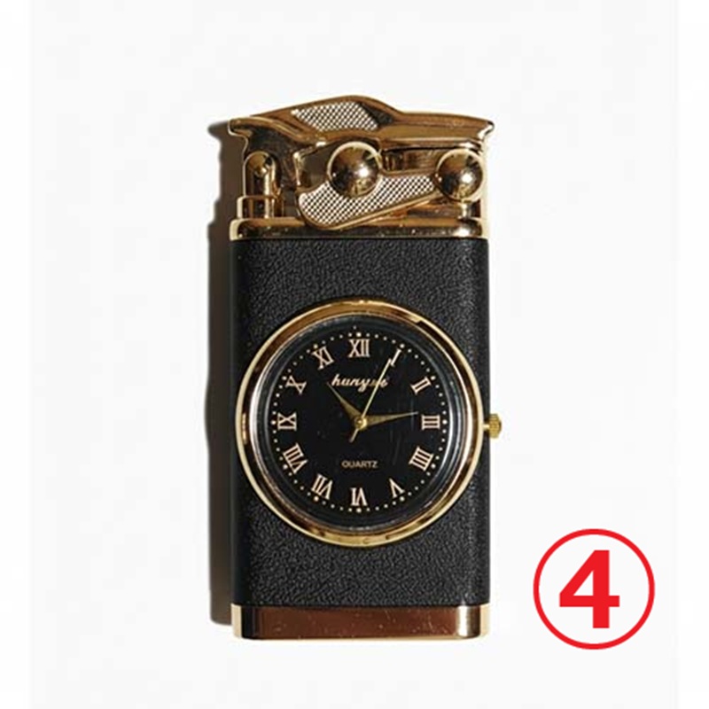 ダブルジェット 時計付きライター メタル製 5色 ガスライター 電子