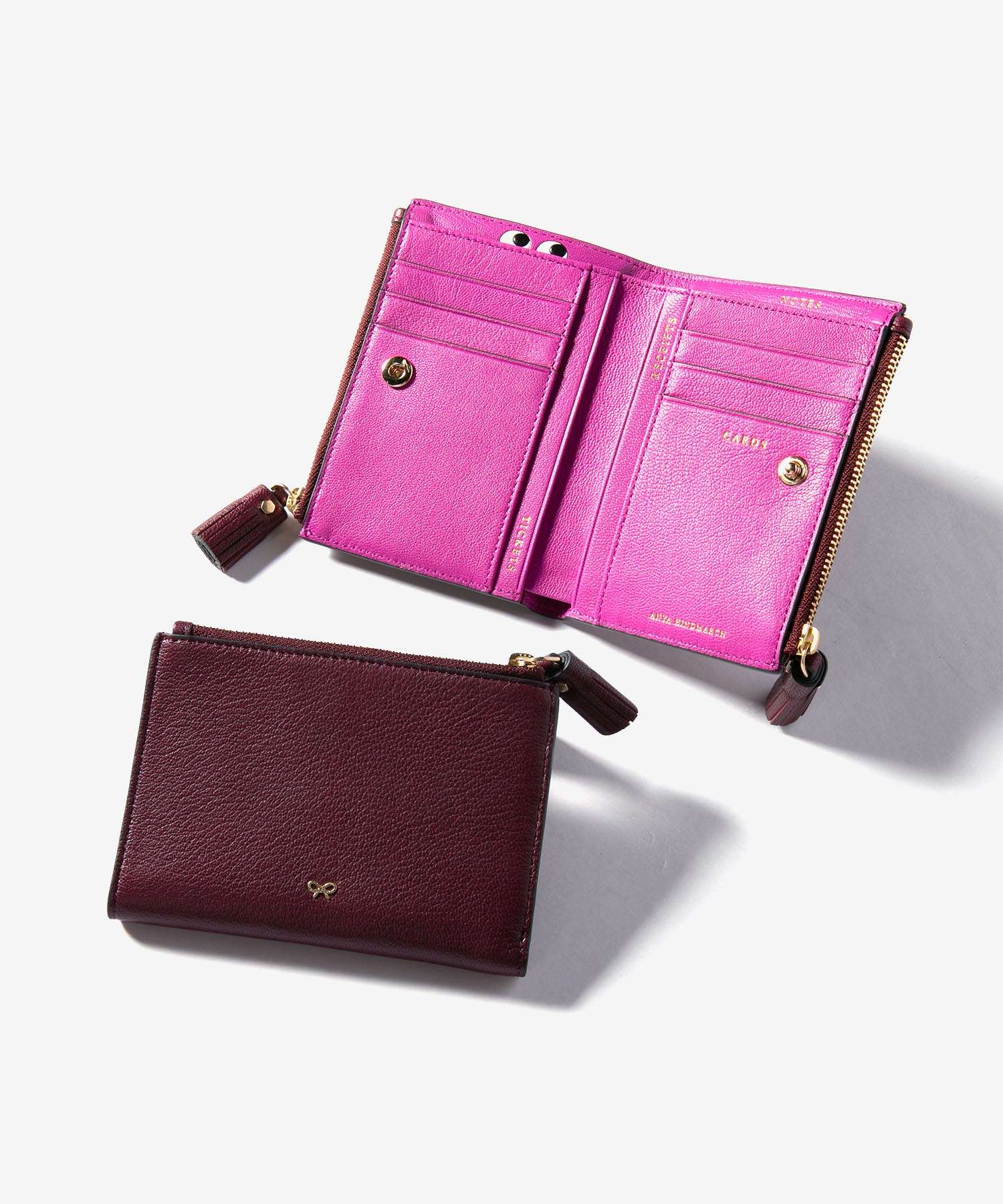Anya Hindmarch（アニヤハインドマーチ） 二つ折り財布 ワインレッド ANYA HINDMARCH（アニヤ・ハインドマーチ） 二つ折り財布 Small Double