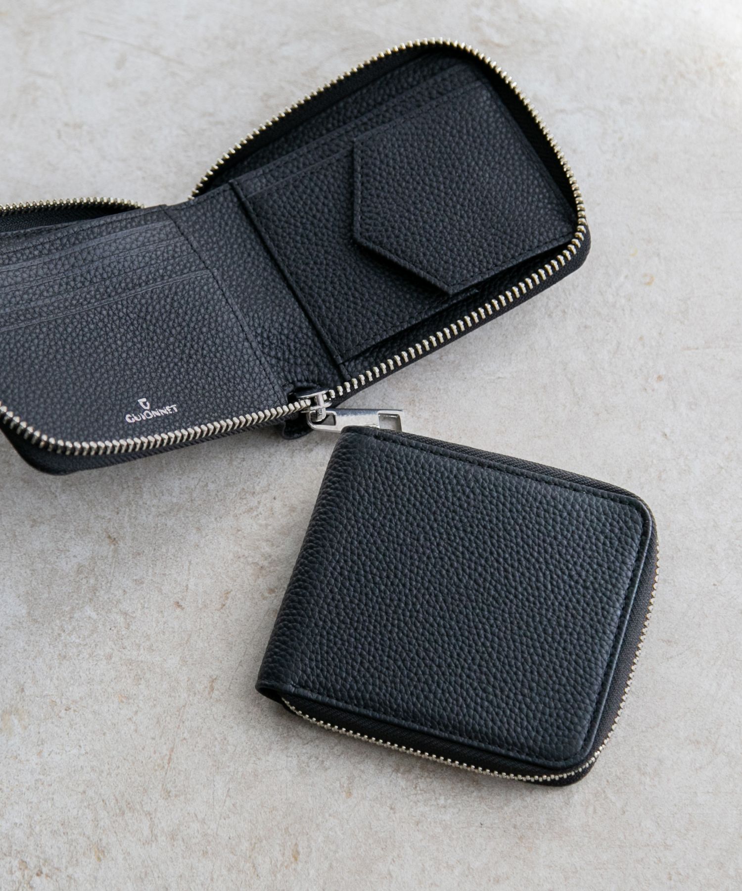 【名入れ】ギオネ GUIONNET DRYGRAIN ZIP WALLET ドライグレイン ジップウォレット PG508 ラウンドジップ 二つ折り財布 レザー ユニセックス 財布 | GUIONNET | 01