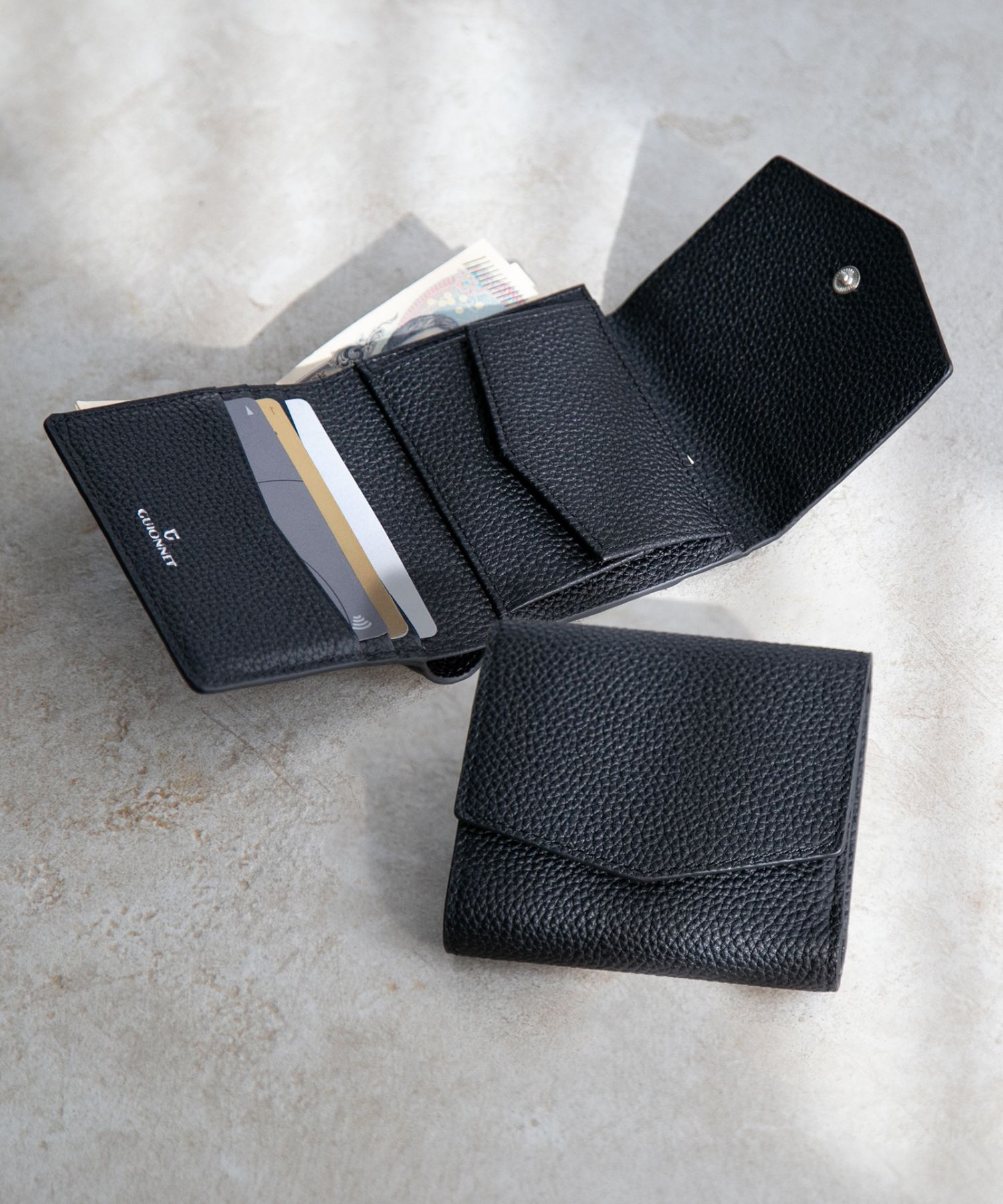 【名入れ】ギオネ GUIONNET DRYGRAIN ROLL WALLET ドライグレイン ロールウォレット PG510A 三つ折り財布 レザー ユニセックス 財布 | GUIONNET | 01