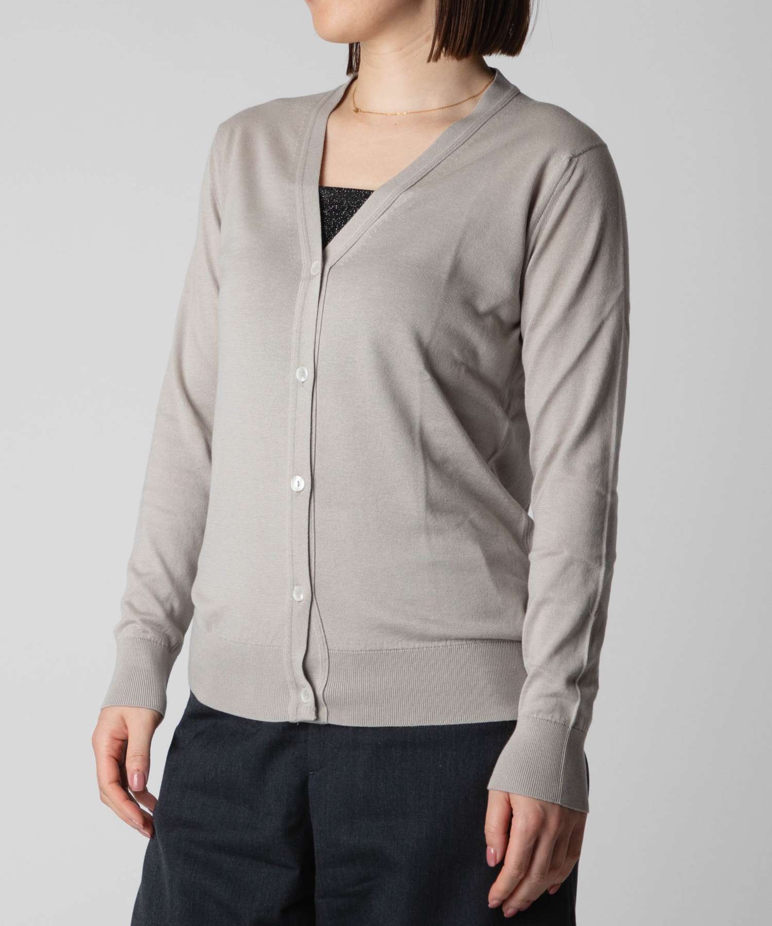 JOHN SMEDLEY グレー Vネック カーディガン S JOHN SMEDLEY｜ジョン 