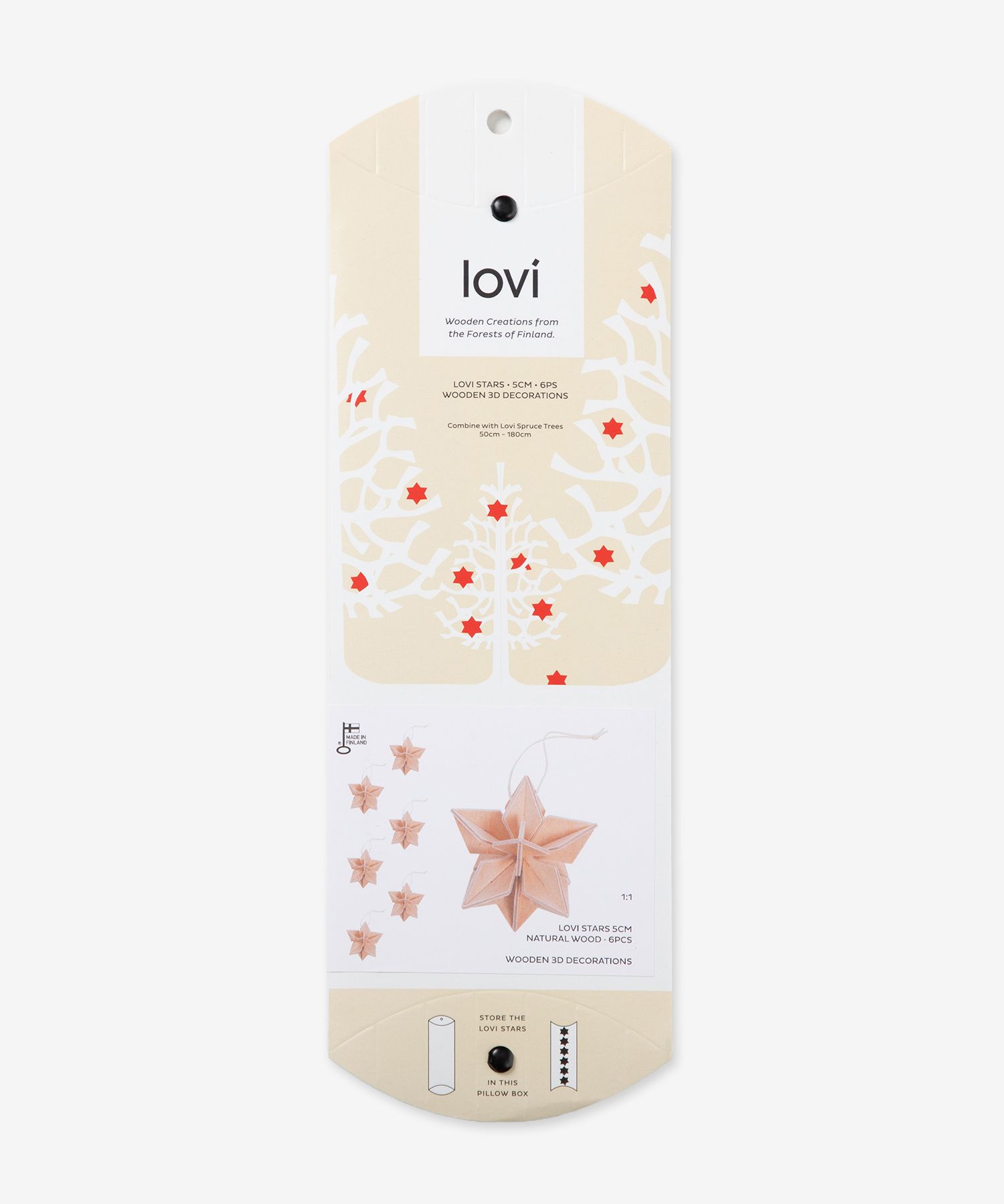 ロヴィ Lovi WOODEN 3D DECORATIONS デコレーションズ Star 5cm 6pcs pillow box S size スター 6個入り 星 飾り オーナメント クリスマス 北欧 ツリー 爆買 | lovi | 02