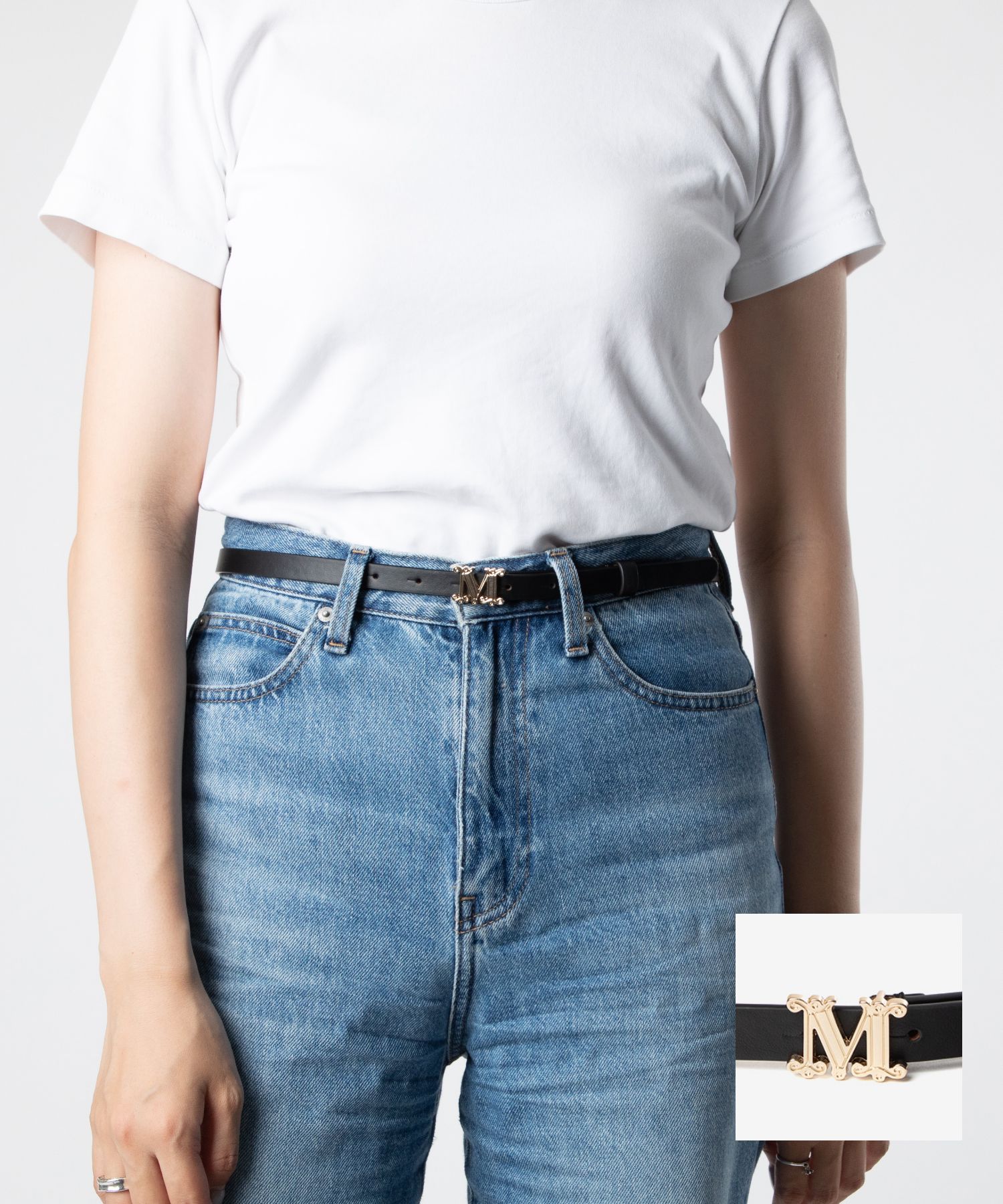 Max Mara マックスマーラ Leather Monogram belt M