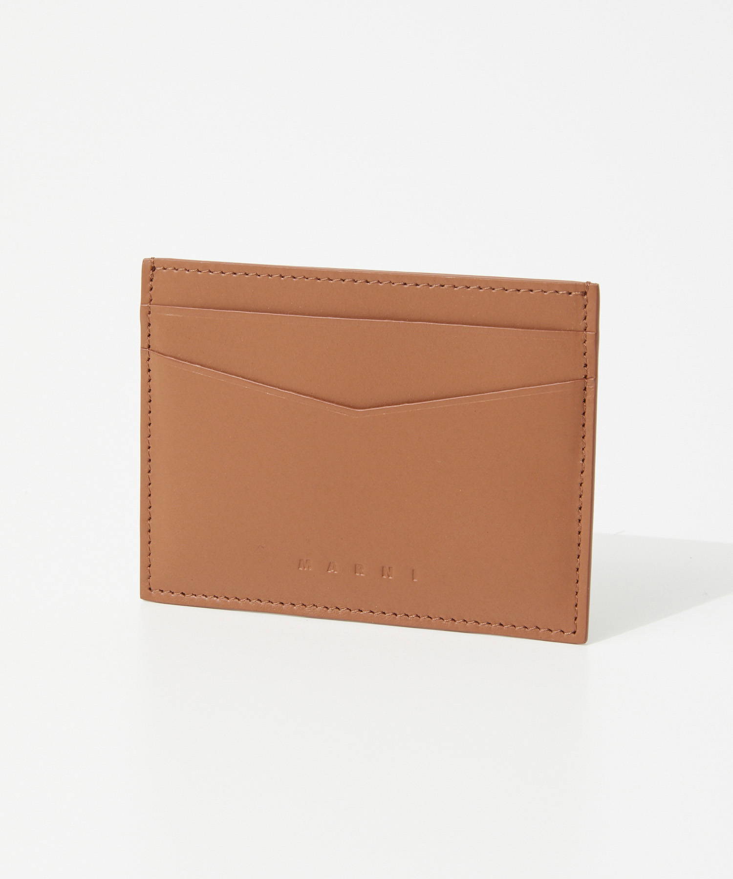 MARNI(マルニ) LANYARD CARD HOLDER [正規品/関税込] ブラウン レザーカードホルダー、マルニメンディング刺繍入り