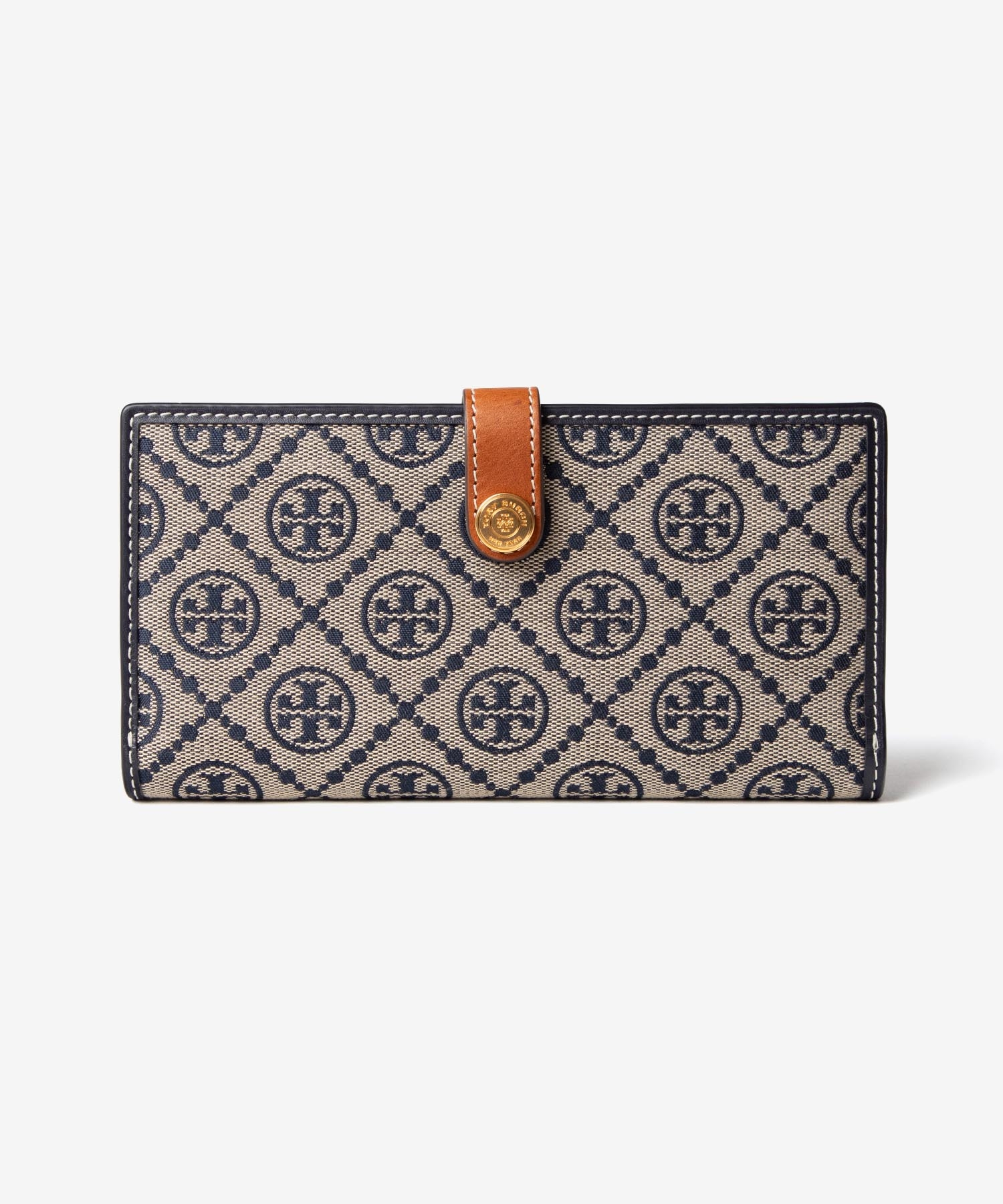 【TORY BURCH】「Tモノグラム」ブックウォレット T Monogram Contrast Embossed Zip Slim Wallet: Women's