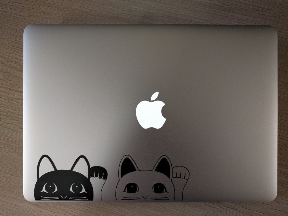 MacBook Air / Pro マックブック ステッカー シール 招き猫 猫 黒猫