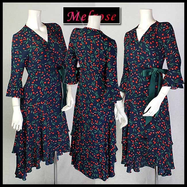 人気提案 Melrose ワンピース フランス Paris 裾フリル レッドベリー柄 サイズsとm 当初税抜 ワンピース サイズ サイズm