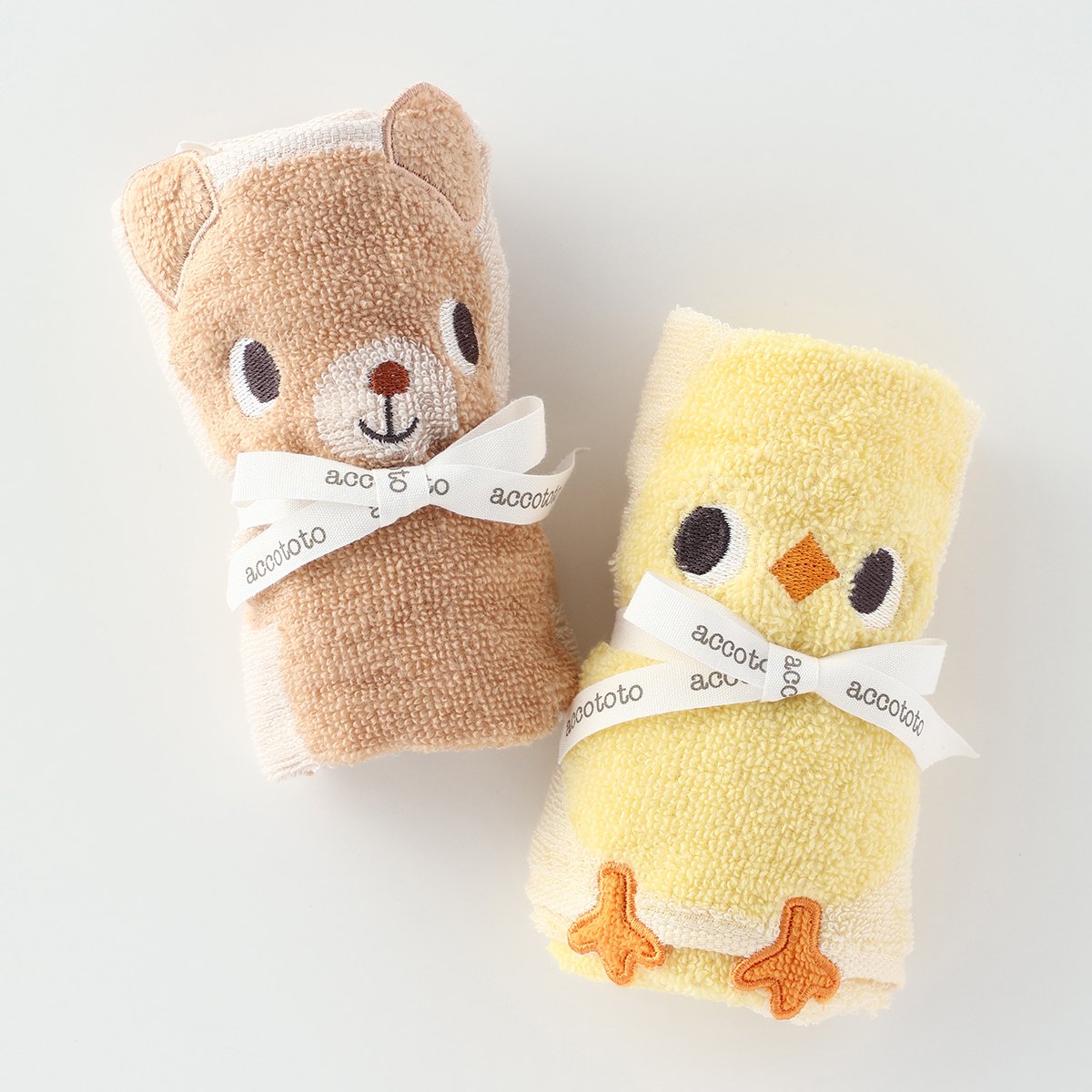 ウチノ＊フェイスタオル チャームベアーズ ふわふわ無撚糸 3枚