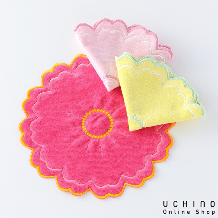 UCHINO フロレゾンタオルハンカチ 約26×26cm 花デザイン タオル