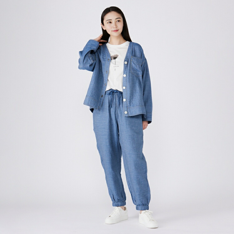 新品未使用　ANA uchino ガーゼウエア ルームウェア　ウチノ　M〜L UCHINO UCHINO公式店 マシュマロデニムガーゼテーパードパンツ ユニ