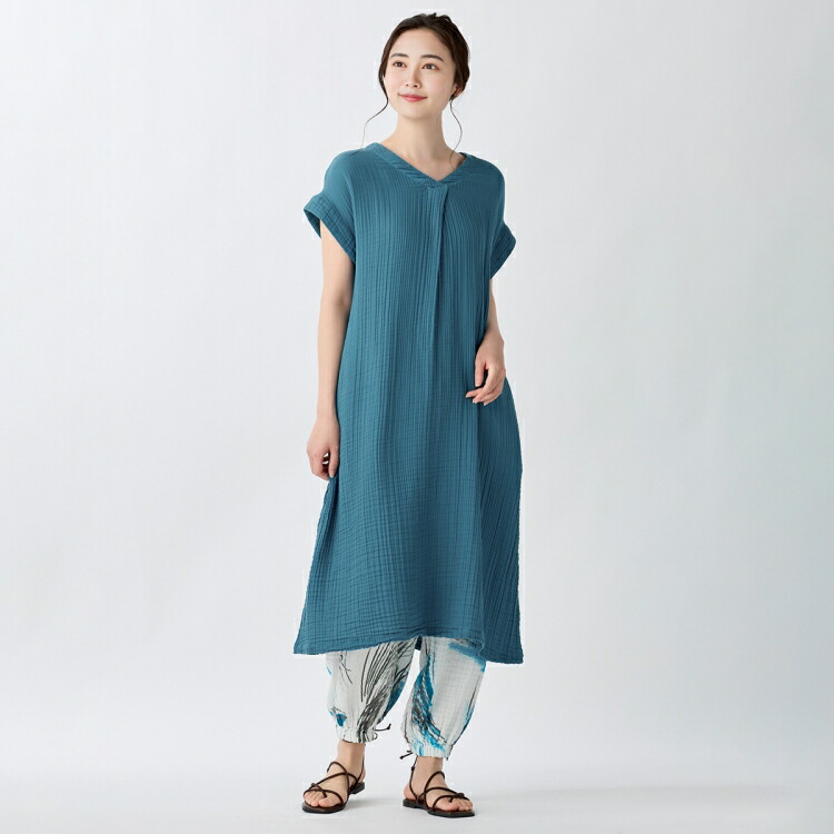 UCHINO SALE UCHINO公式店 クレープガーゼブルーパームレディース