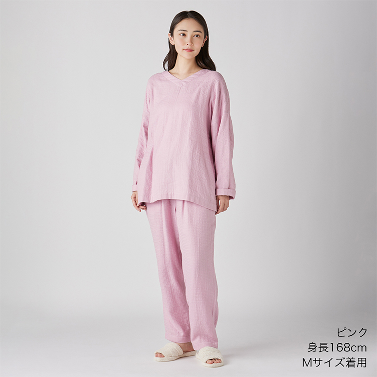 UCHINO マシュマロガーゼ ルームウェア Mサイズ UCHINO マシュマロガーゼ レディスパジャマピンク／M