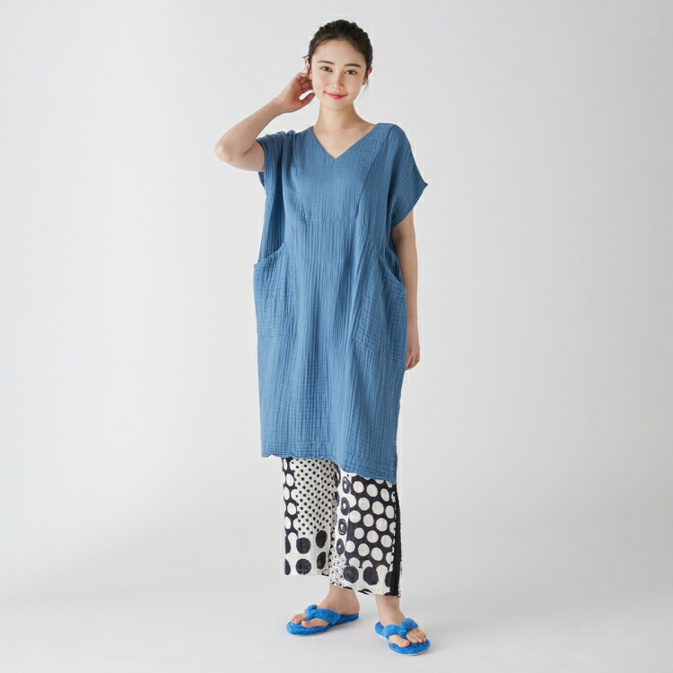 UCHINO　クレープガーゼ レディス VネックワンピースＭ 楽天市場】UCHINO ウチノ クレープガーゼ レディース Vネック