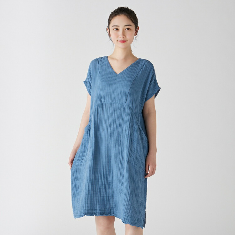 UCHINO　クレープガーゼ レディス VネックワンピースＭ 楽天市場】UCHINO ウチノ クレープガーゼ レディース Vネック