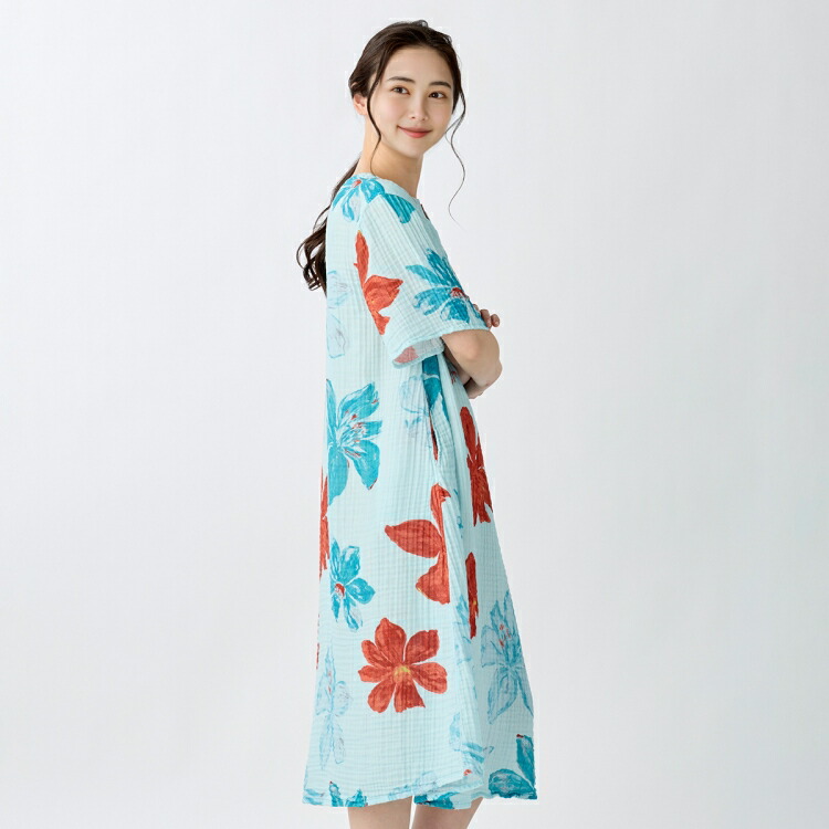 UCHINO UCHINO公式店 クレープガーゼオアシスフラワーレディス