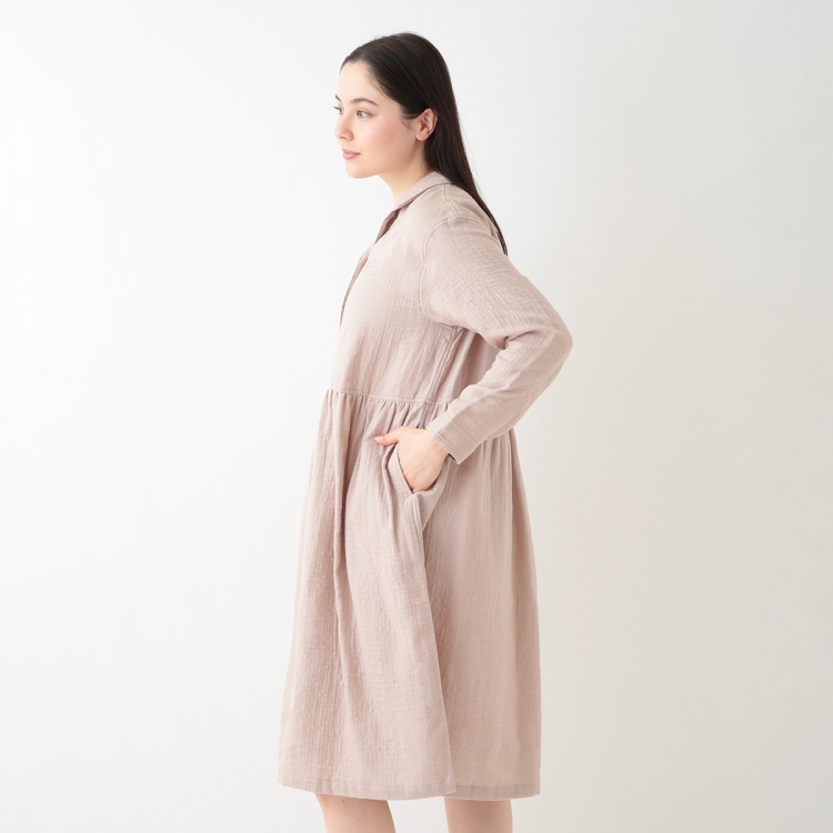 UCHINO マシュマロガーゼ 前あき 開襟ワンピース マシュマロガーゼ 前あき開襟ワンピース（RWS18872）-UCHINO