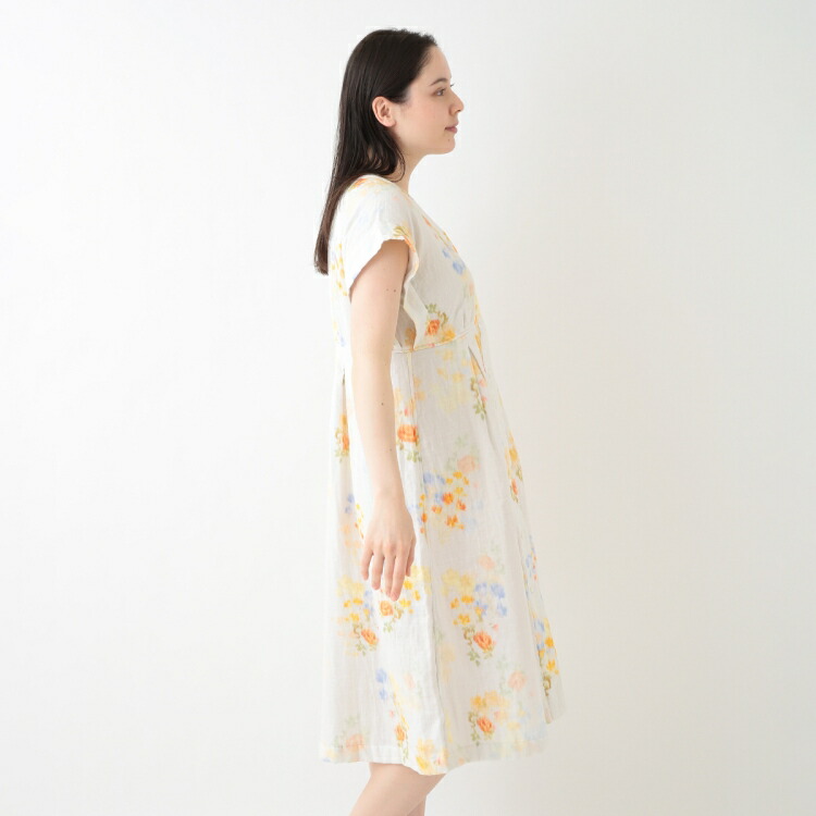 【新品】UCHINO マシュマロガーゼ 花柄プリントノースリーブ ワンピース UCHINO SALE UCHINO マシュマロガーゼ フラワーブーケワンピース