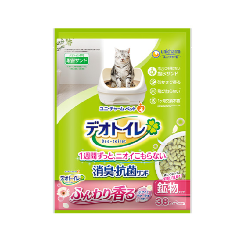 ユニ・チャーム デオトイレふんわり香る消臭・抗菌サンド ホワイトフローラルの香り 3.8L×4袋セット