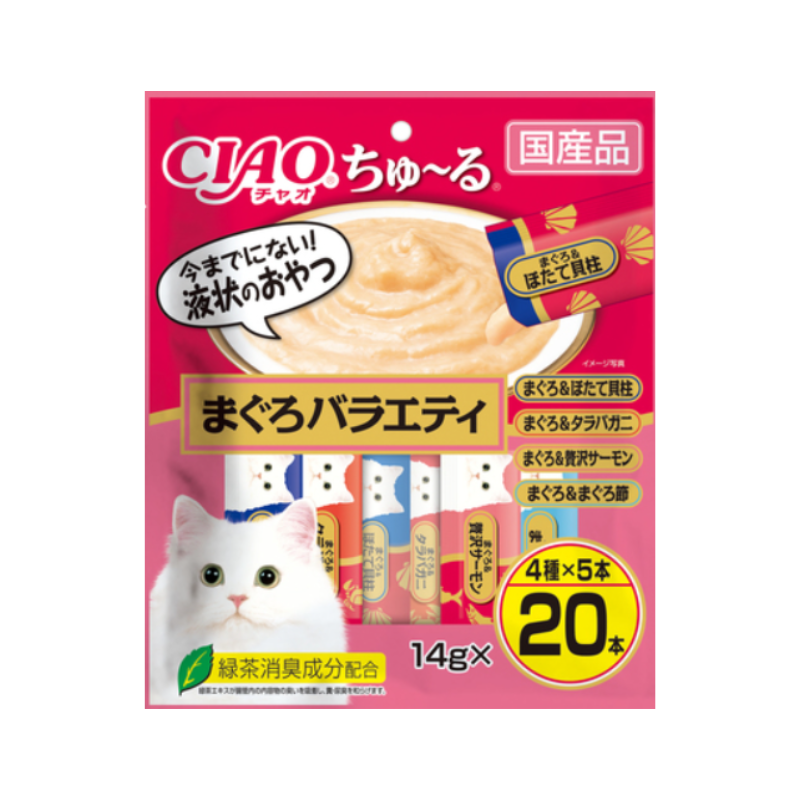 INABA ちゅ〜る - いなば愛玩動物ボンネット CIAO ちゅ〜る まぐろ多種多様さ 14g×20本入り口・入口×16袋仕掛ける キャットフード-おやつ-猫用品