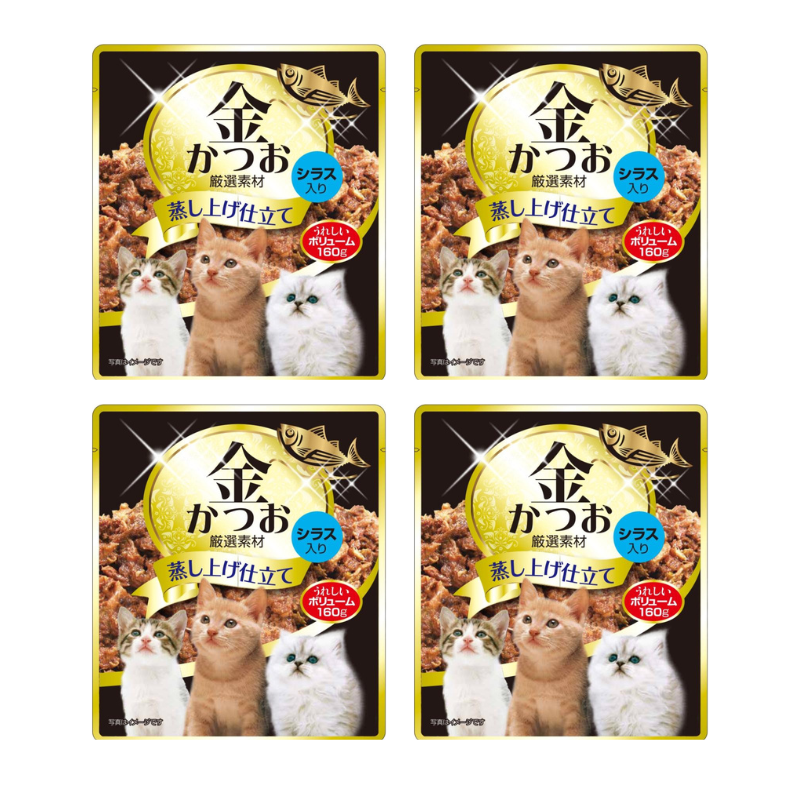 金かつおパウチ シラス ササミ カニカマ かつお節 160g×48袋セット ウェットフード キャット ...