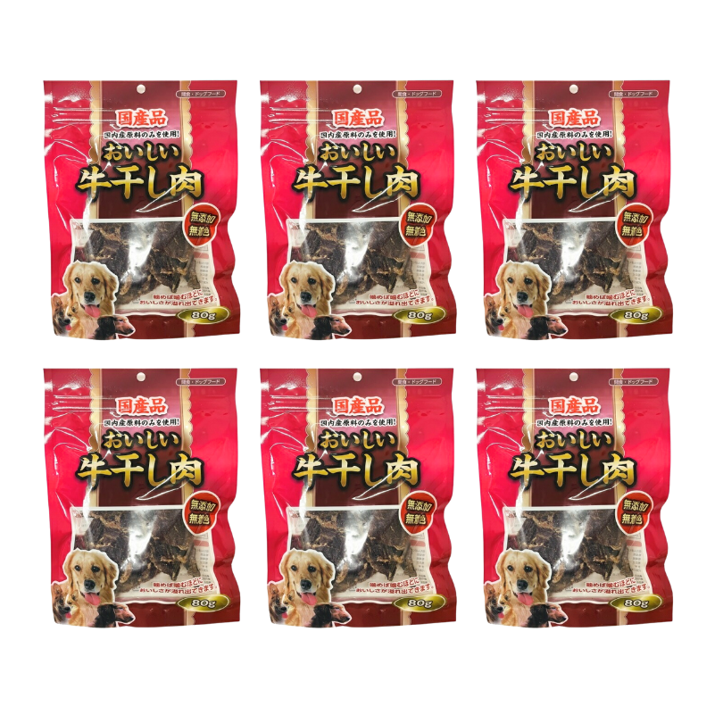 おいしい牛干し肉 80g×24袋セット 国産 牛肉 国産牛肉 無添加 無着色 厳選素材 ストレス解消 歯磨き 大容量 多頭飼い | 