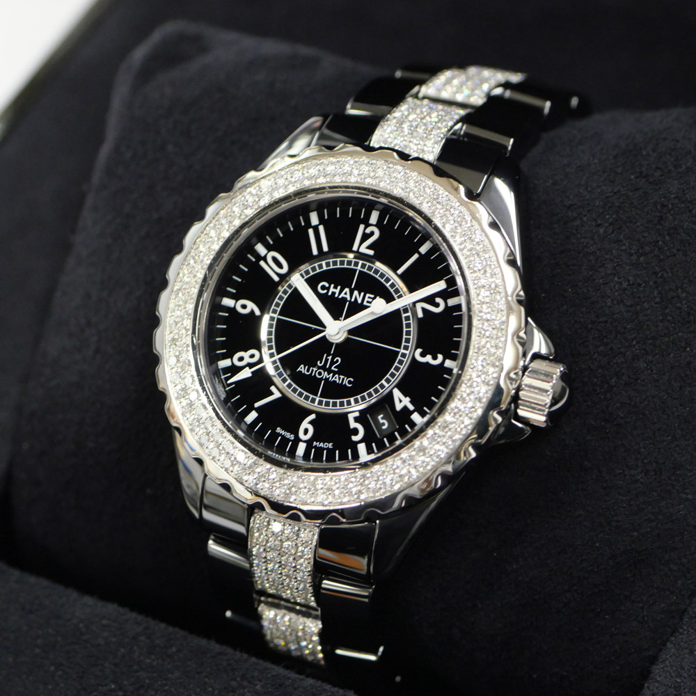 名東】シャネル J12 38mm ダイヤベゼル H1339 ブラック文字盤