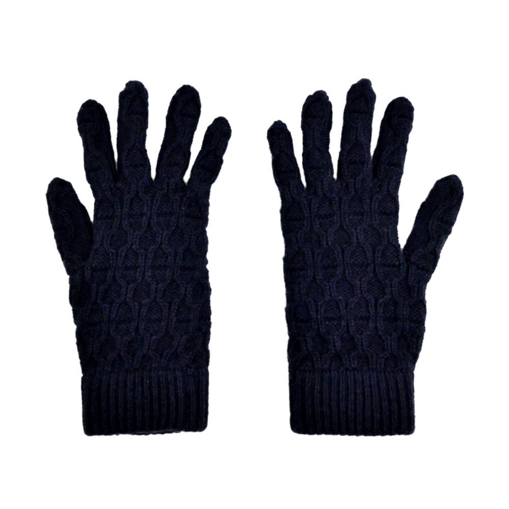 名東】エルメス 手袋 トリ マイヨン グローブ ネイビー Mサイズ