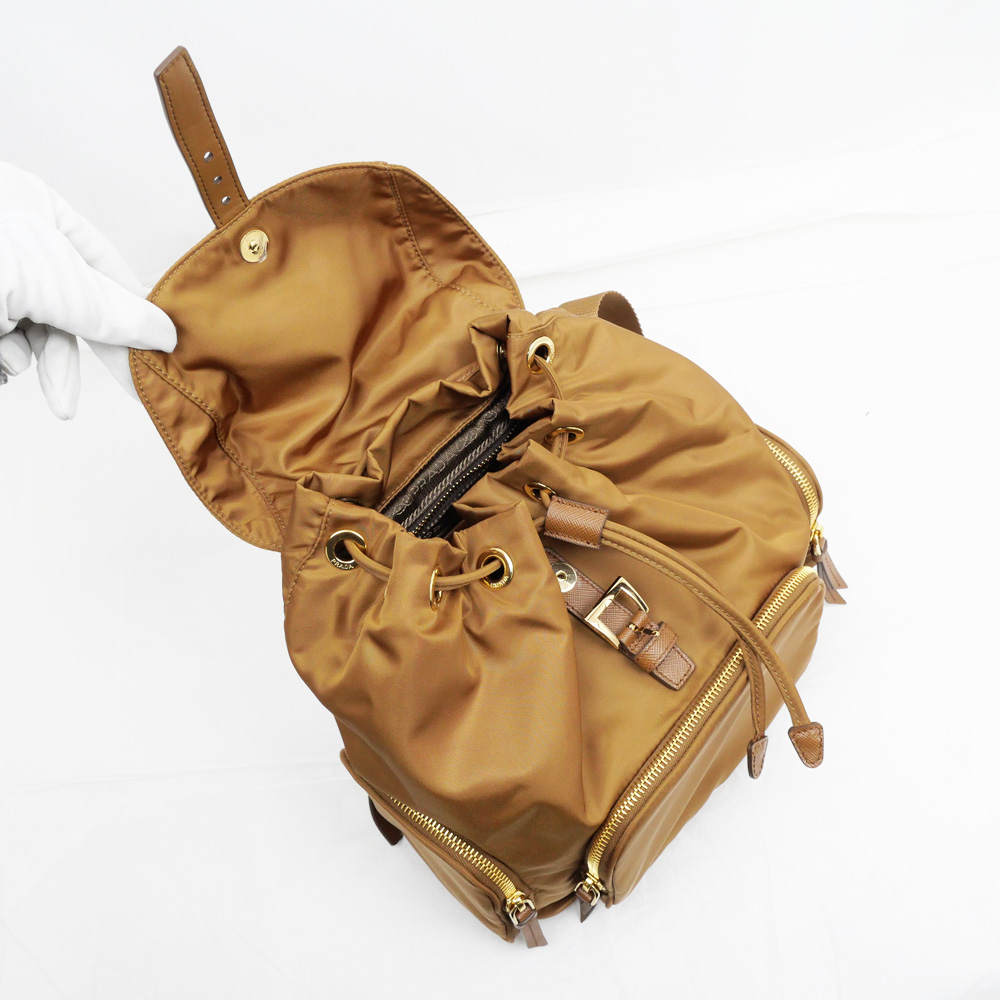【名東】プラダ バックパック スモール Re-Nylon リュックサック バッグ 1BZ081 BRANDY レディース その他 未使用_4